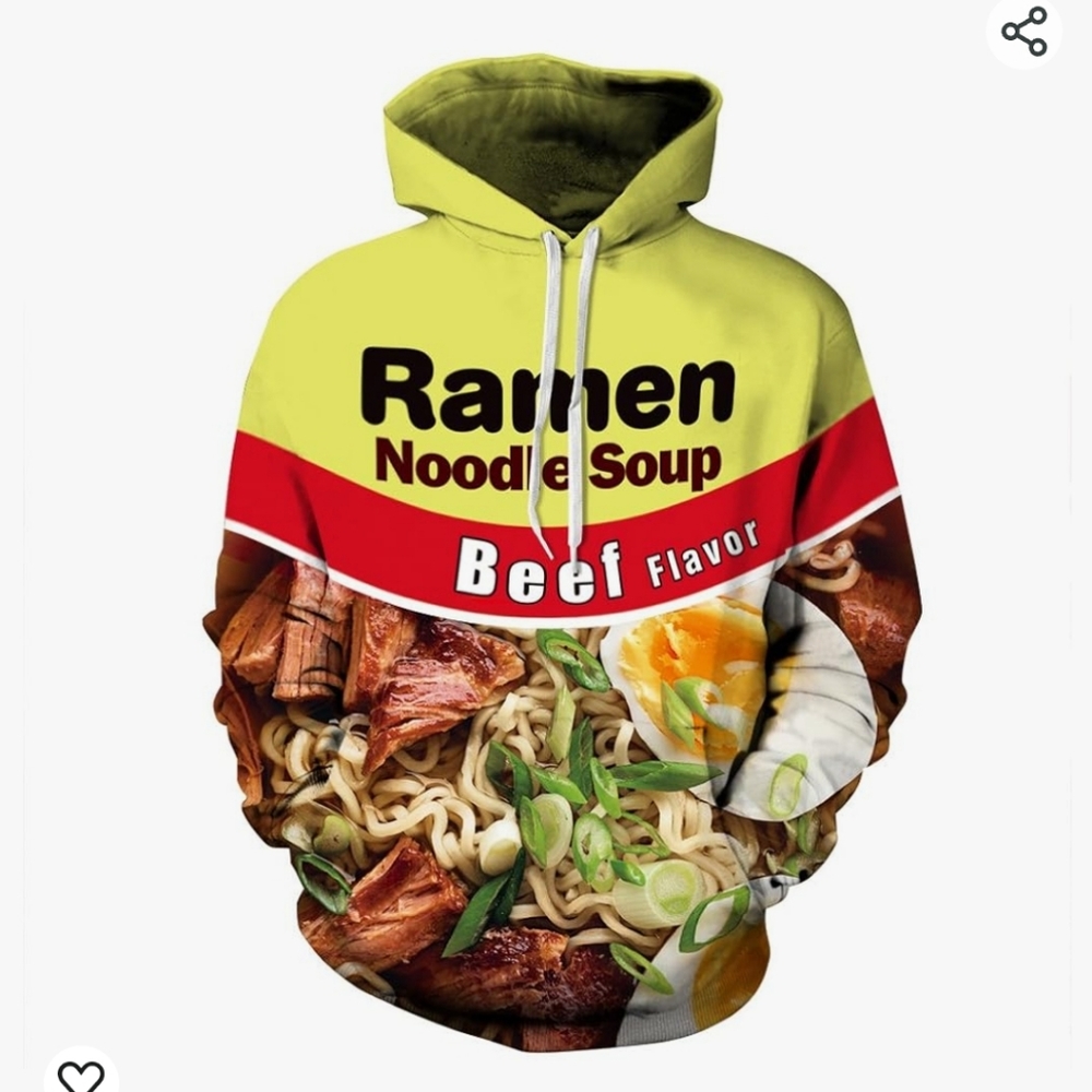 Beef Ramen Noodles HoodieSize Unisex Small